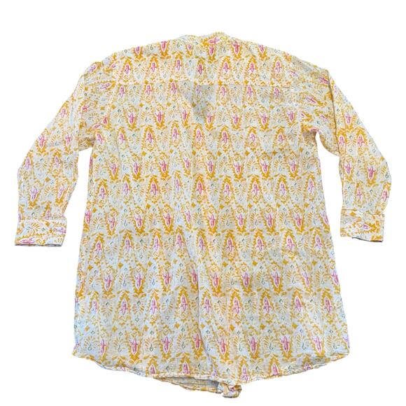Rock Flower Paper yellow patterned button down tunic with pleat details, Size L - Picture 6 of 6